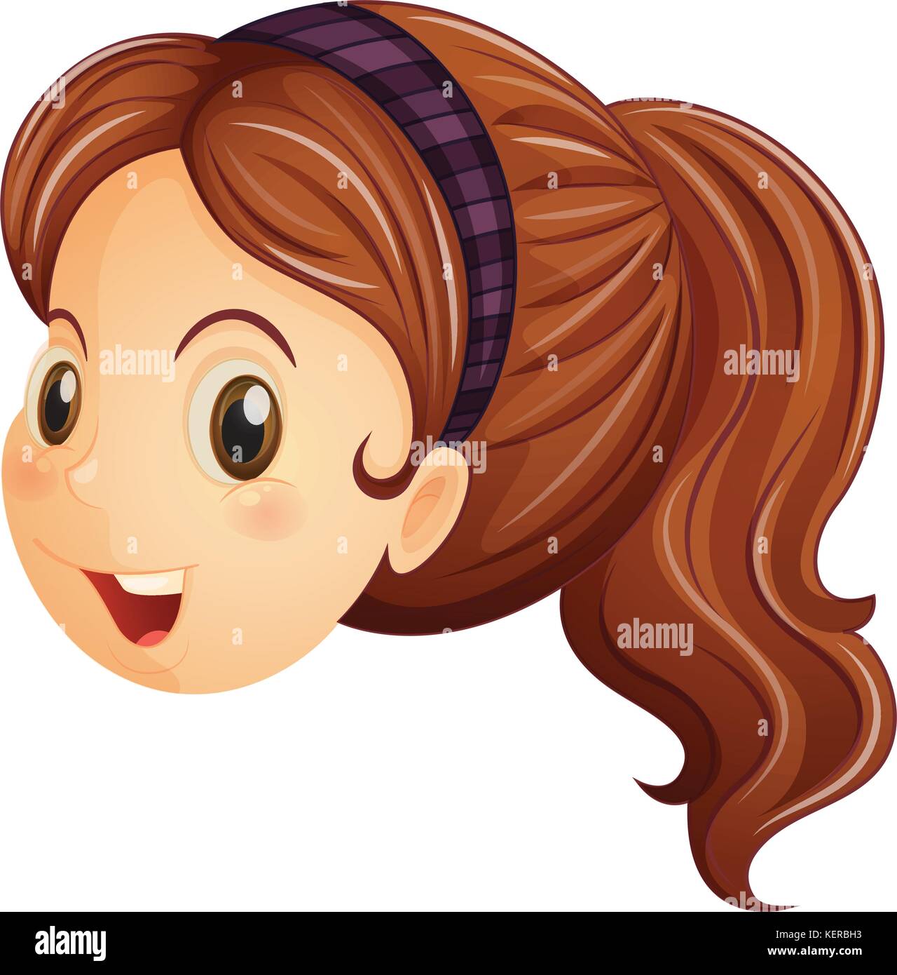 Abbildung: ein Gesicht eines Mädchens mit einem Stirnband auf weißem Hintergrund Stock Vektor