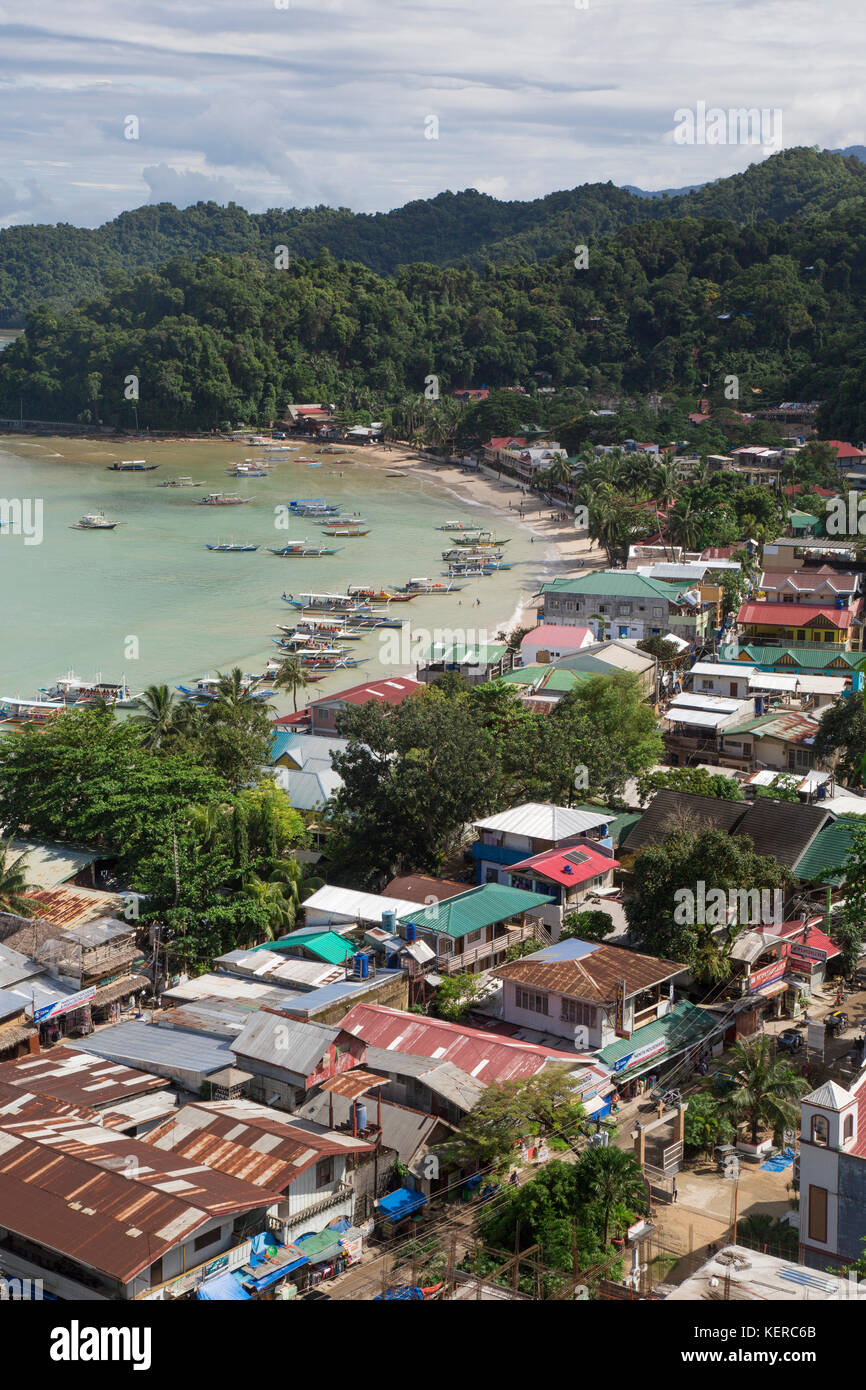 Malerische Luftaufnahme von El Nido in Bacuit Bay, Palawan Stockfoto