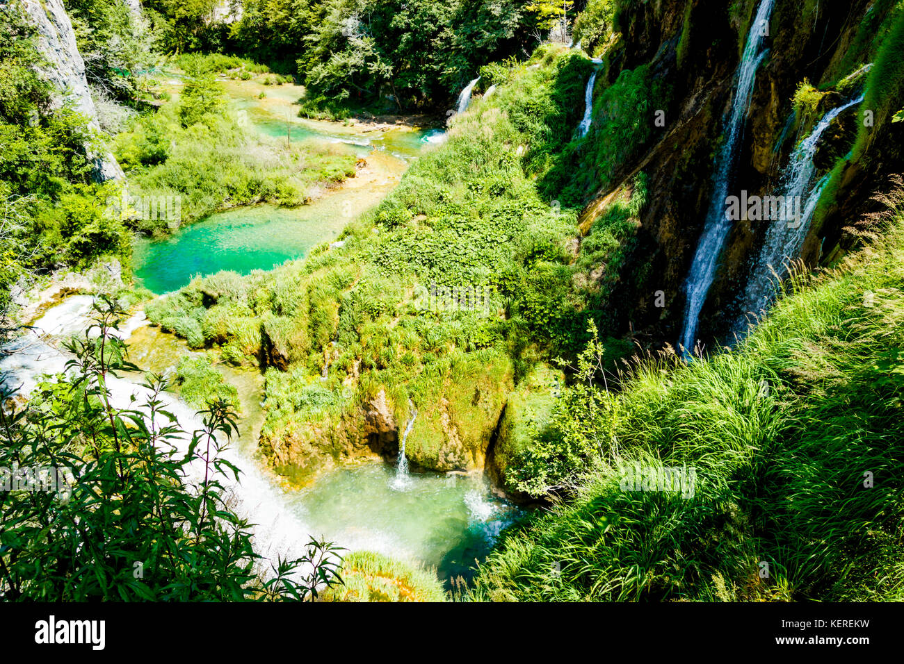 Wasserfall im Nationalpark in Kroatien Stockfoto