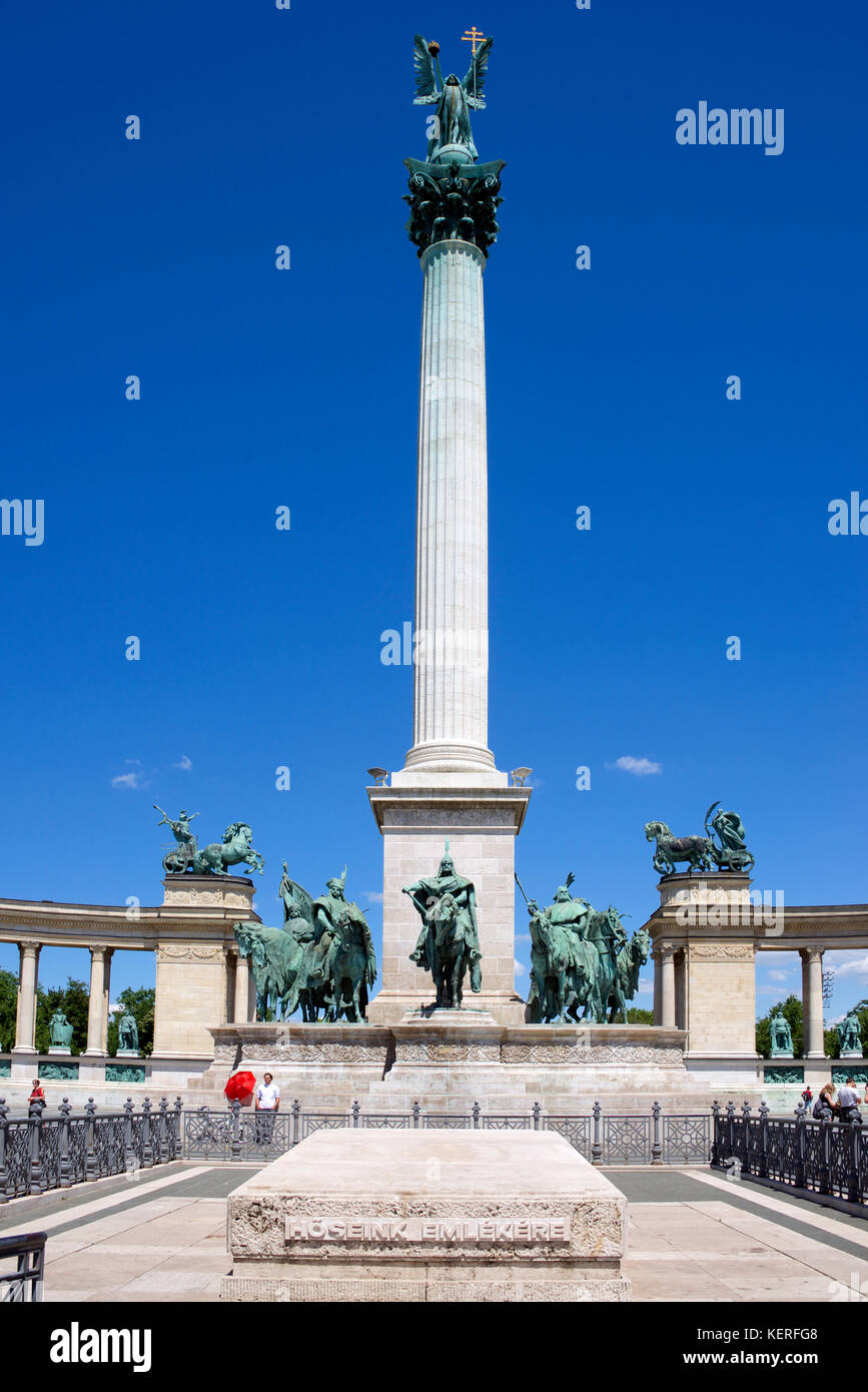 Millennium Monument Heroes Square Budapest Ungarn Stockfoto