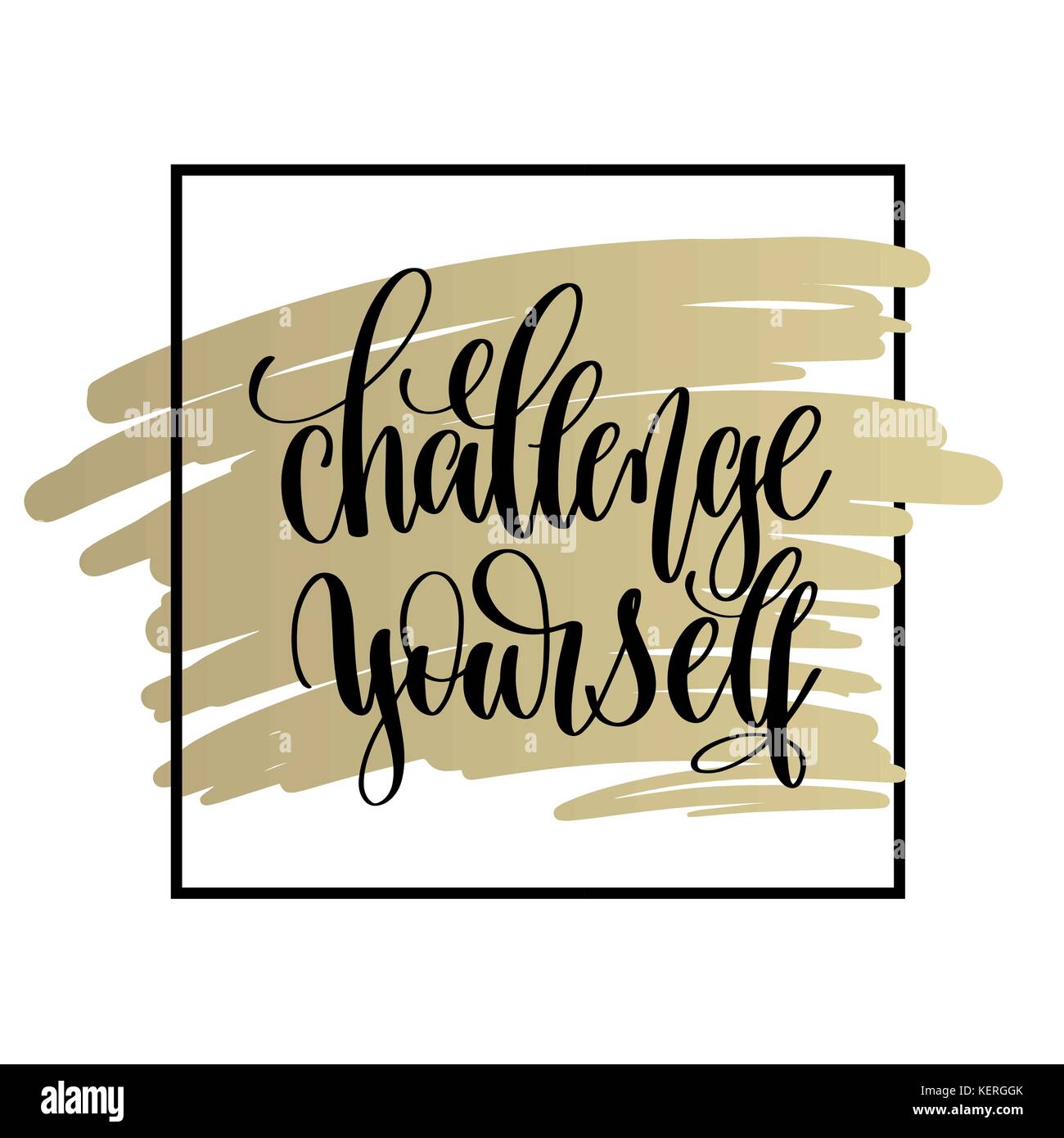 Stellen Sie sich der Herausforderung hand Schriftzug Motivation und Inspiration pos Stock Vektor