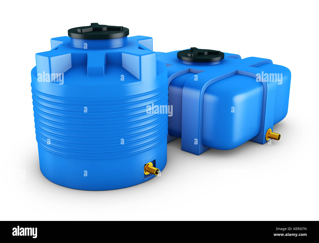 Behälter für Wasser in verschiedenen Formen. 3D-Rendering. Stockfoto