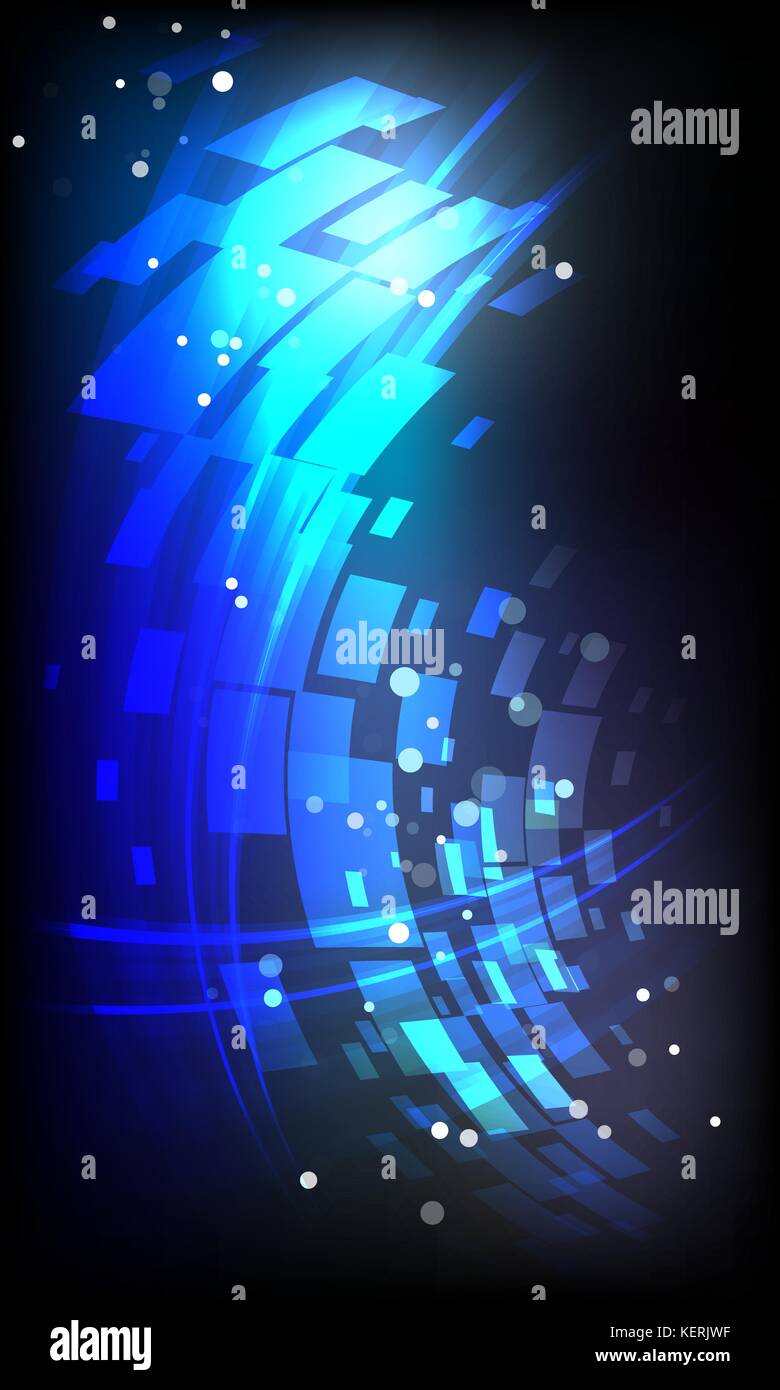 Abstrakt Blau neon auf Schwarz, tech geometrischen Hintergrund Stock Vektor