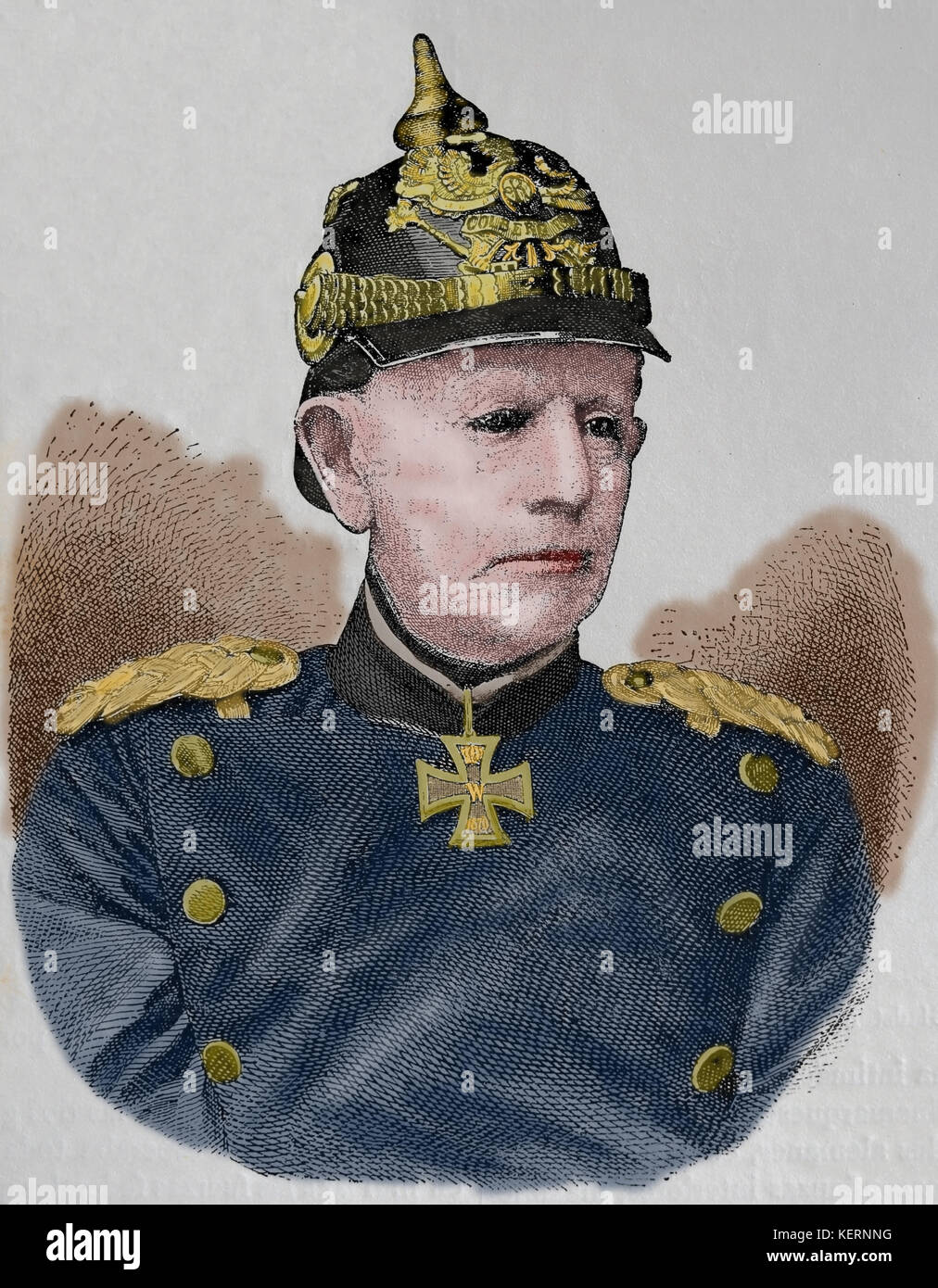 Helmuth von moltke der Ältere (1800-1891), deutscher Feldmarschall. Stabschef der preußischen Armee. Gravieren, nuestro Siglo, 1883, Barcelona, Spanien. Stockfoto