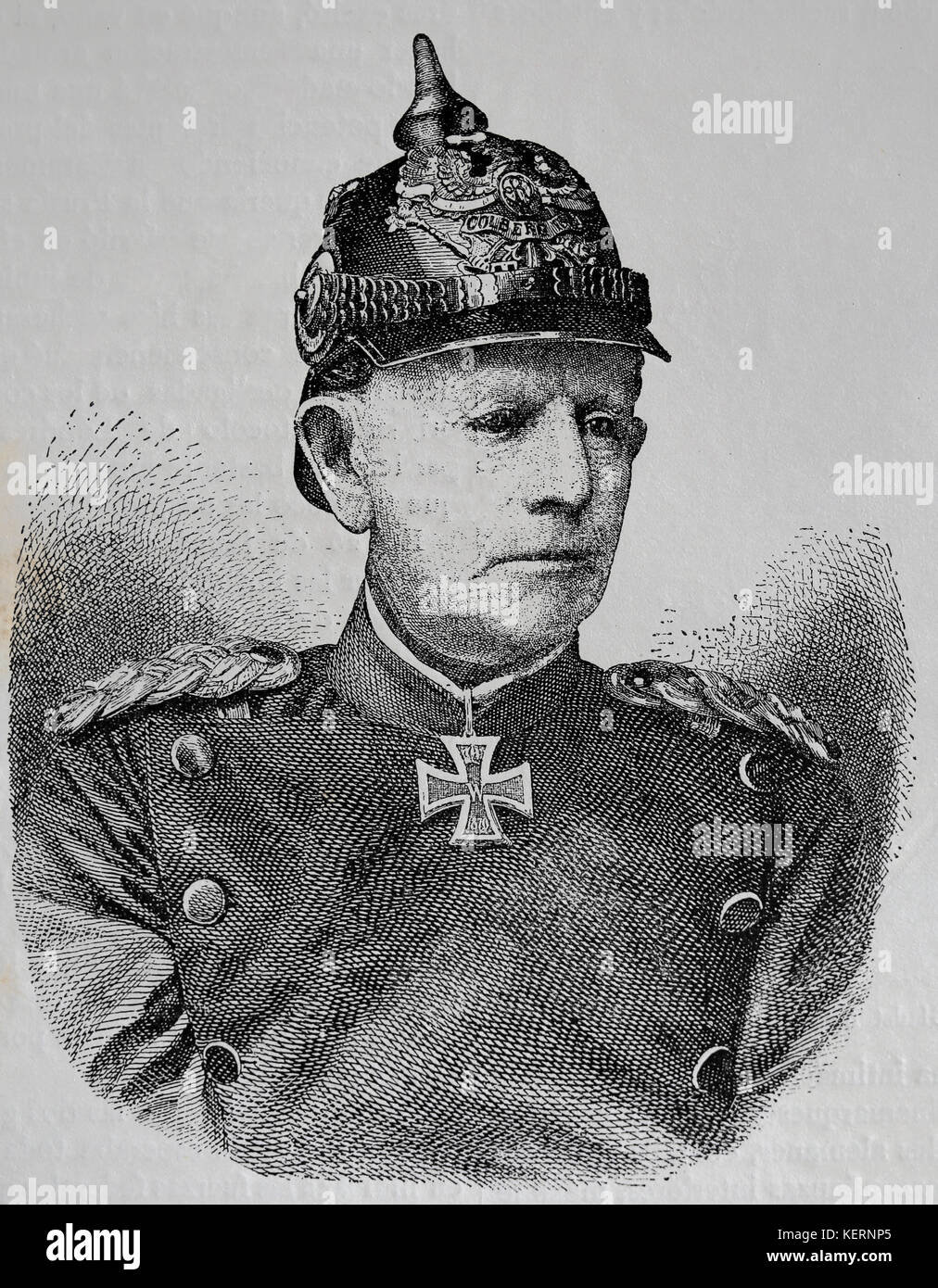 Helmuth von moltke der Ältere (1800-1891), deutscher Feldmarschall. Stabschef der preußischen Armee. Gravieren, nuestro Siglo, 1883, Barcelona, Spanien. Stockfoto