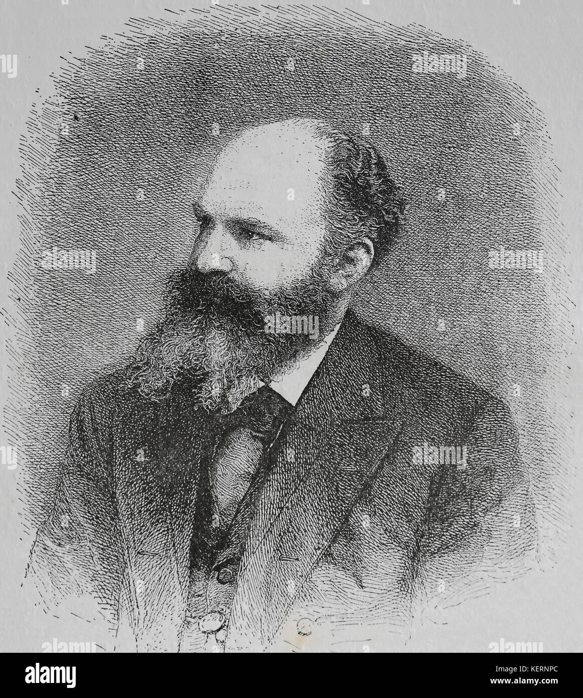 Georg moritz Ebers (1837-1898), deutscher Ägyptologe und Romanautor. Gravur. nuestro Siglo, 1883, Barcelona, Spanien. Stockfoto