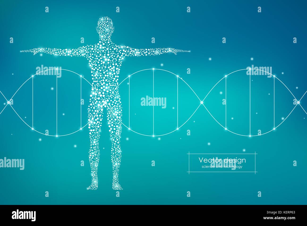 Abstrakte menschliche Körper mit Molekülen DNA. Medizin, Wissenschaft und Technologie. Vector Illustration Stock Vektor