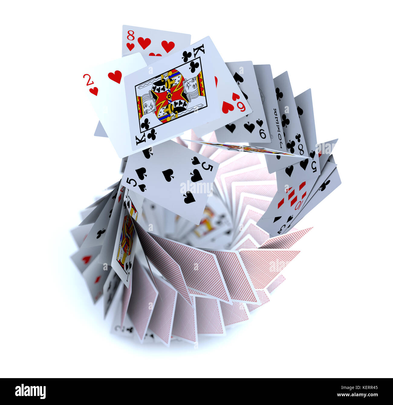 3D-rendering Poker Karten fallen Stockfoto