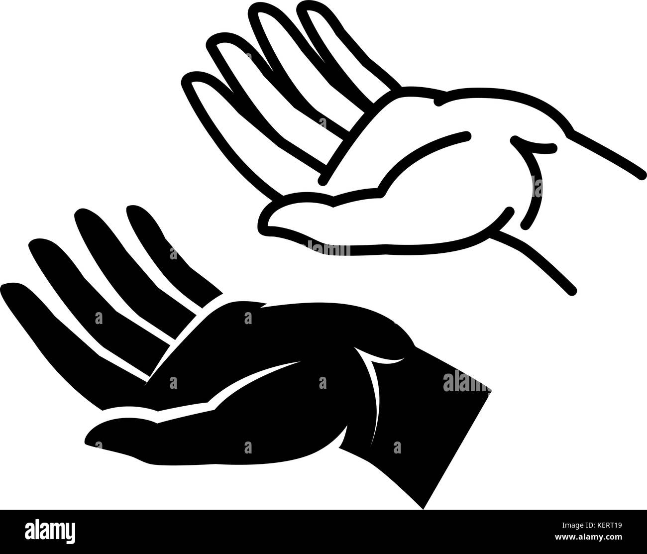 Gezogene geöffnete leere Hand, Symbol oder Symbol. Vektorabbildung Stock Vektor