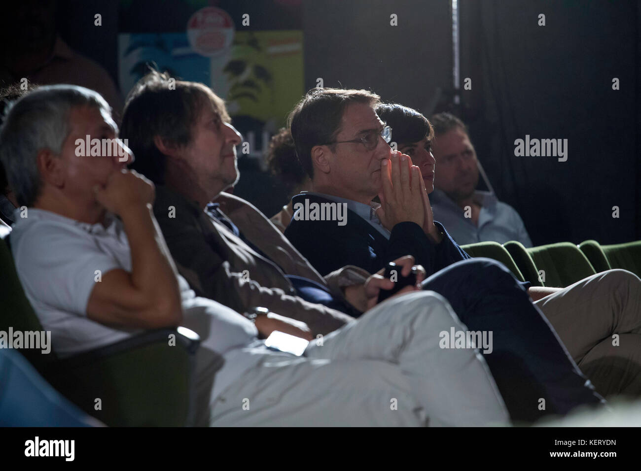 Claudio Fava, Kandidaten für das Amt des Präsidenten der Region Sizilien, während eines palermitanischen Links Montage. Stockfoto