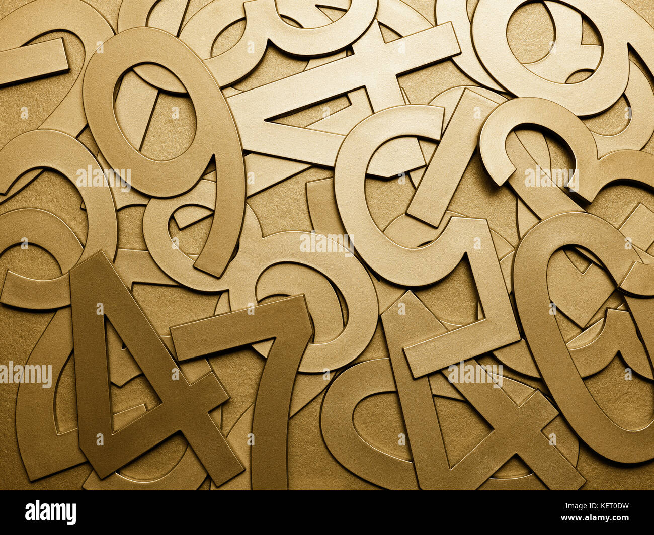 Zufällige Anordnung von gold metall Textur Zufallszahlen abstrakt Hintergrund Stockfoto