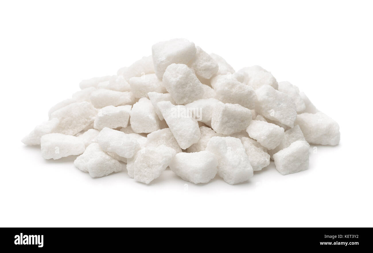 Stapel von organischen Klumpen Zucker isoliert auf weißem Stockfoto