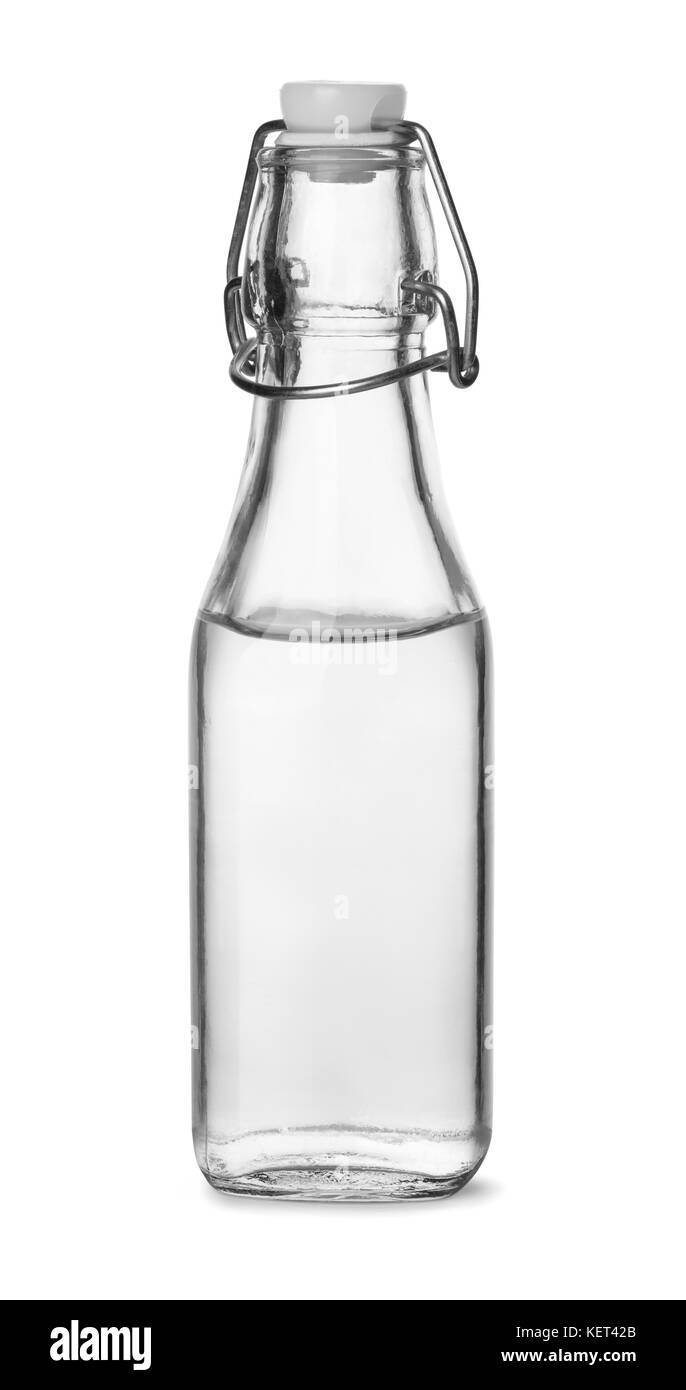 Flasche destillierten weißen Essig isoliert auf weißem Stockfoto