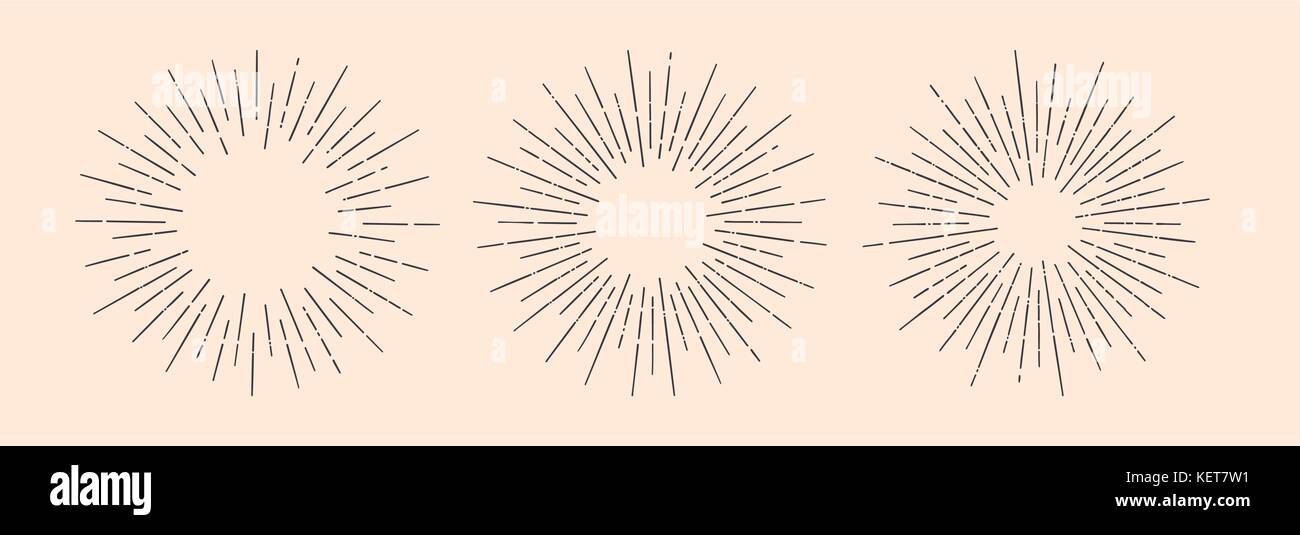 Satz von Vintage Sunburst, grafische Elemente Stock Vektor