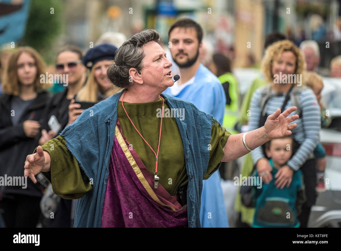 Die Ordinalia - Cornish Mysterienspiele durchgeführt während der penryn Kemeneth zwei Tage Heritage Festival im Penryn Cornwall. Stockfoto