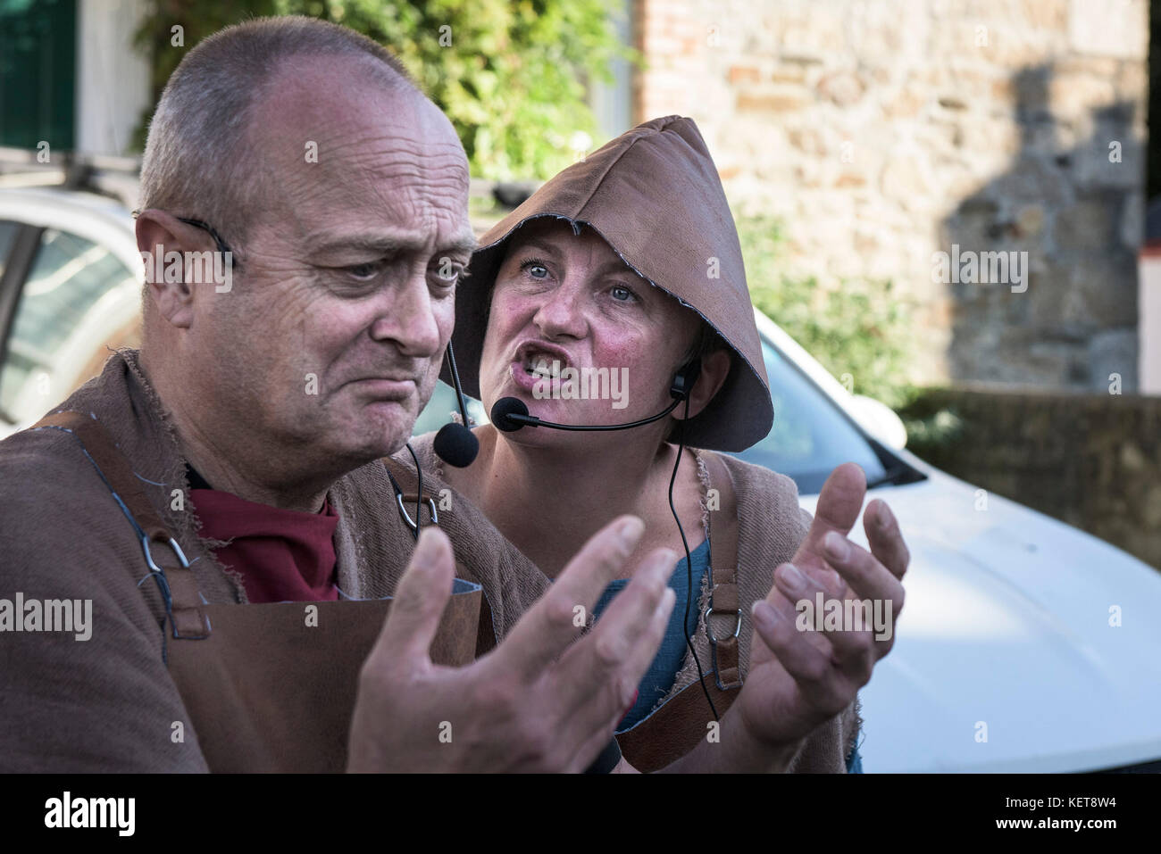 Die Ordinalia - Cornish Mysterienspiele durchgeführt während der penryn Kemeneth zwei Tage Heritage Festival im Penryn Cornwall. Stockfoto