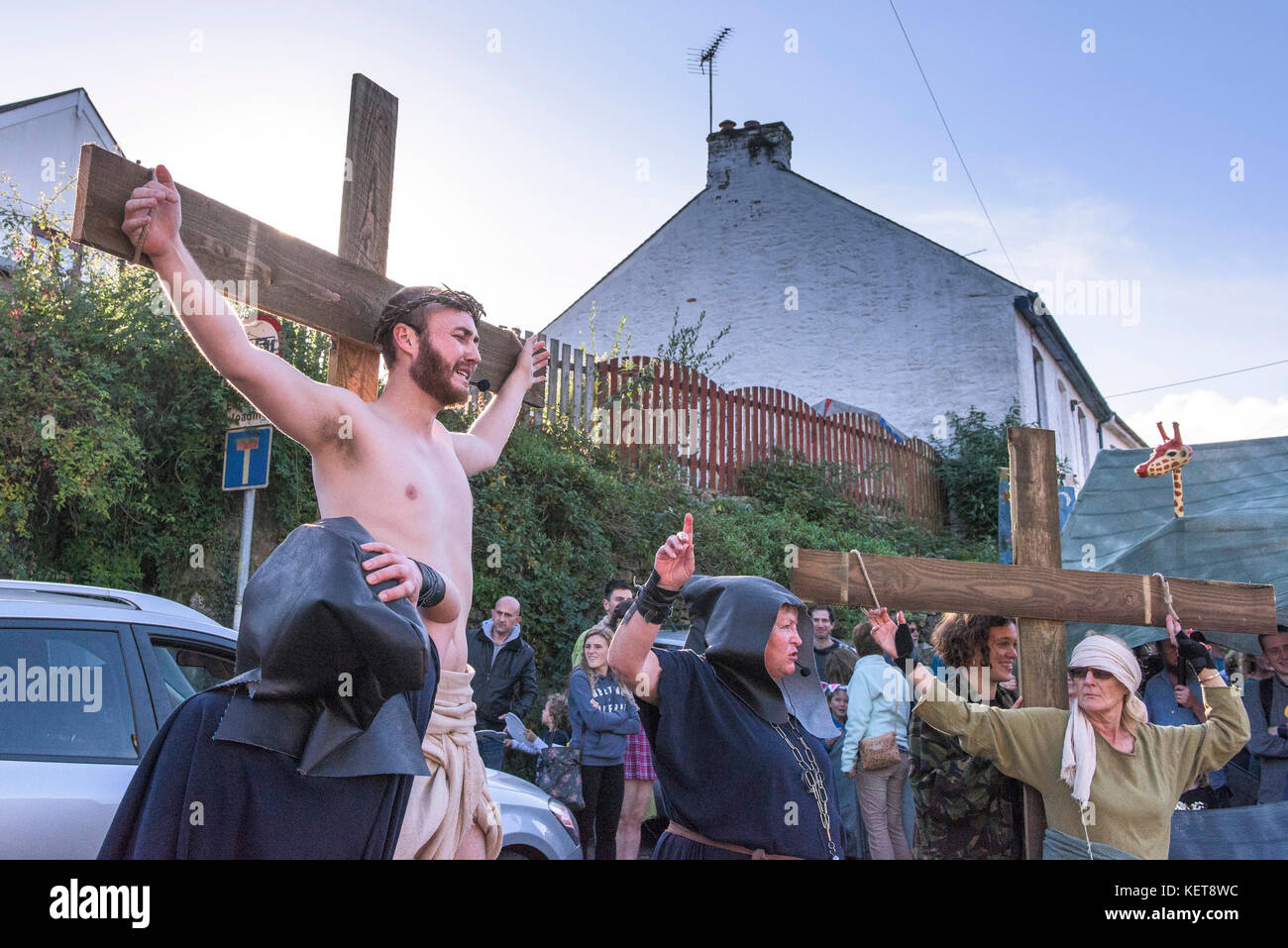 Die Ordinalia - Cornish Mysterienspiele durchgeführt während der penryn Kemeneth zwei Tage Heritage Festival im Penryn Cornwall. Stockfoto