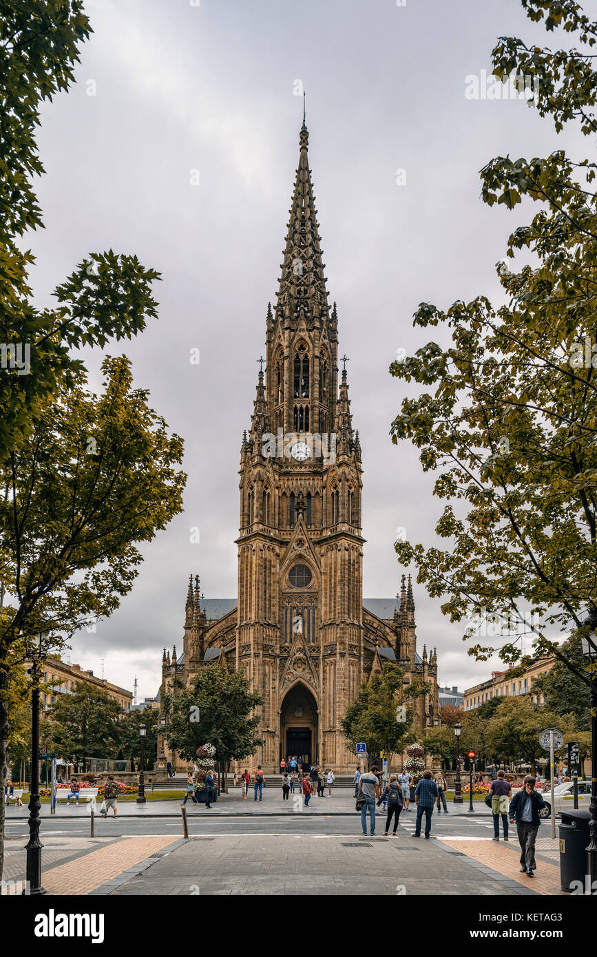 Fassade der Kathedrale Buen Pastor in San Sebastian, Guipuzcoa, Baskenland, Spanien Stockfoto