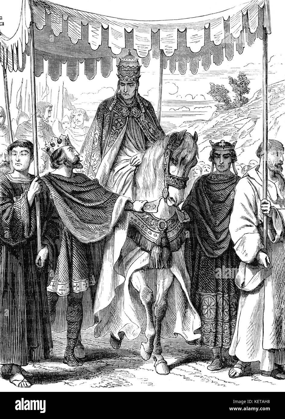 Papst Alexander III. Zusammen mit dem König von Frankreich und König Heinrich II. von England Stockfoto