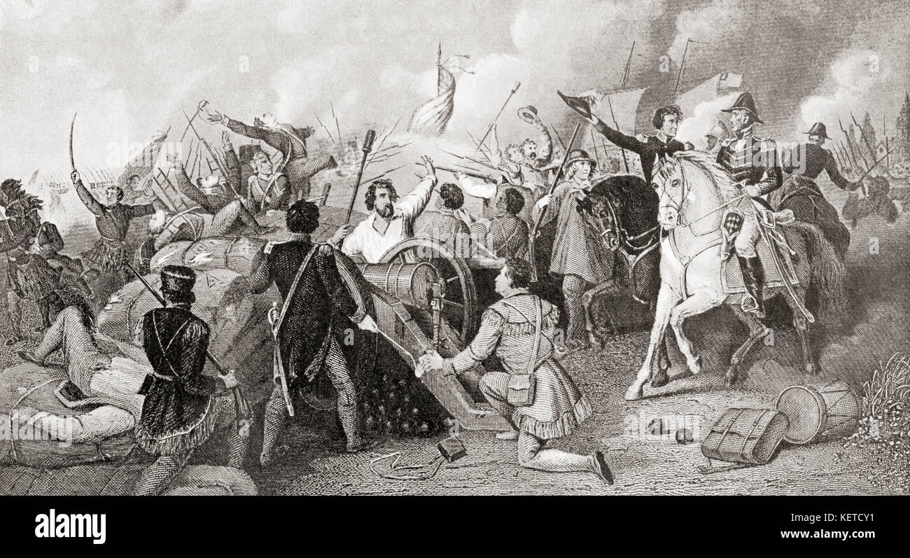Die Schlacht von New Orleans, 14. Dezember 1814 bis 18. Januar 1815, die letzte große Schlacht des Krieges von 1812. Aus der Hutchinson Geschichte der Nationen, veröffentlicht 1915. Stockfoto