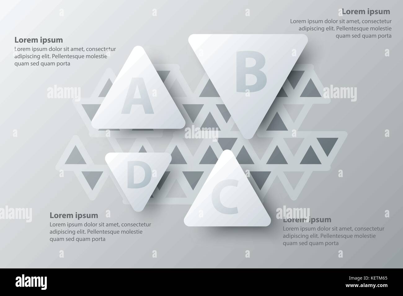 Vier Themen einfach weißes Dreieck 3d-Papier für die Präsentation der Website cover Poster vektor design Infografik Abbildung: Konzept Stock Vektor
