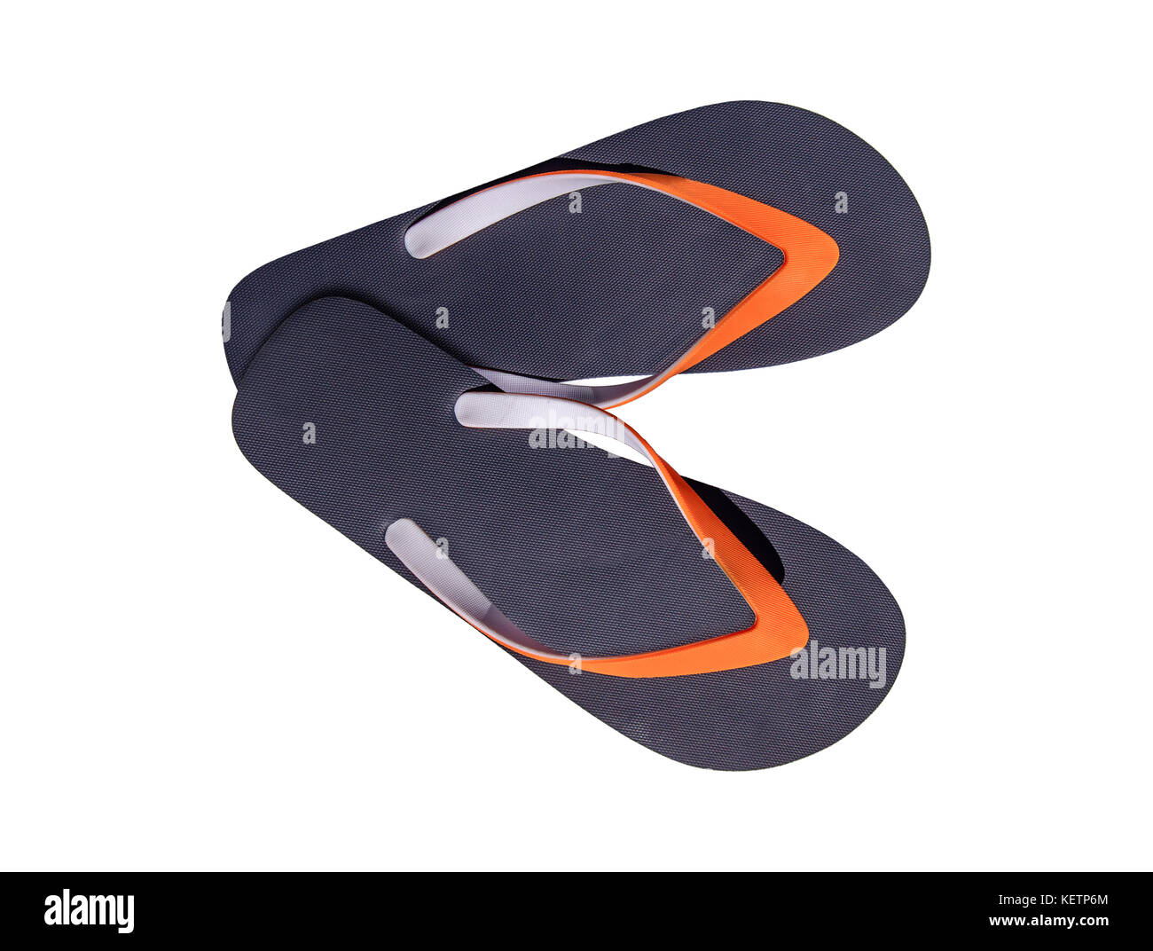 Zwei Mann Lebensstil entspannen Flip Flops isoliert auf weißem Stockfoto