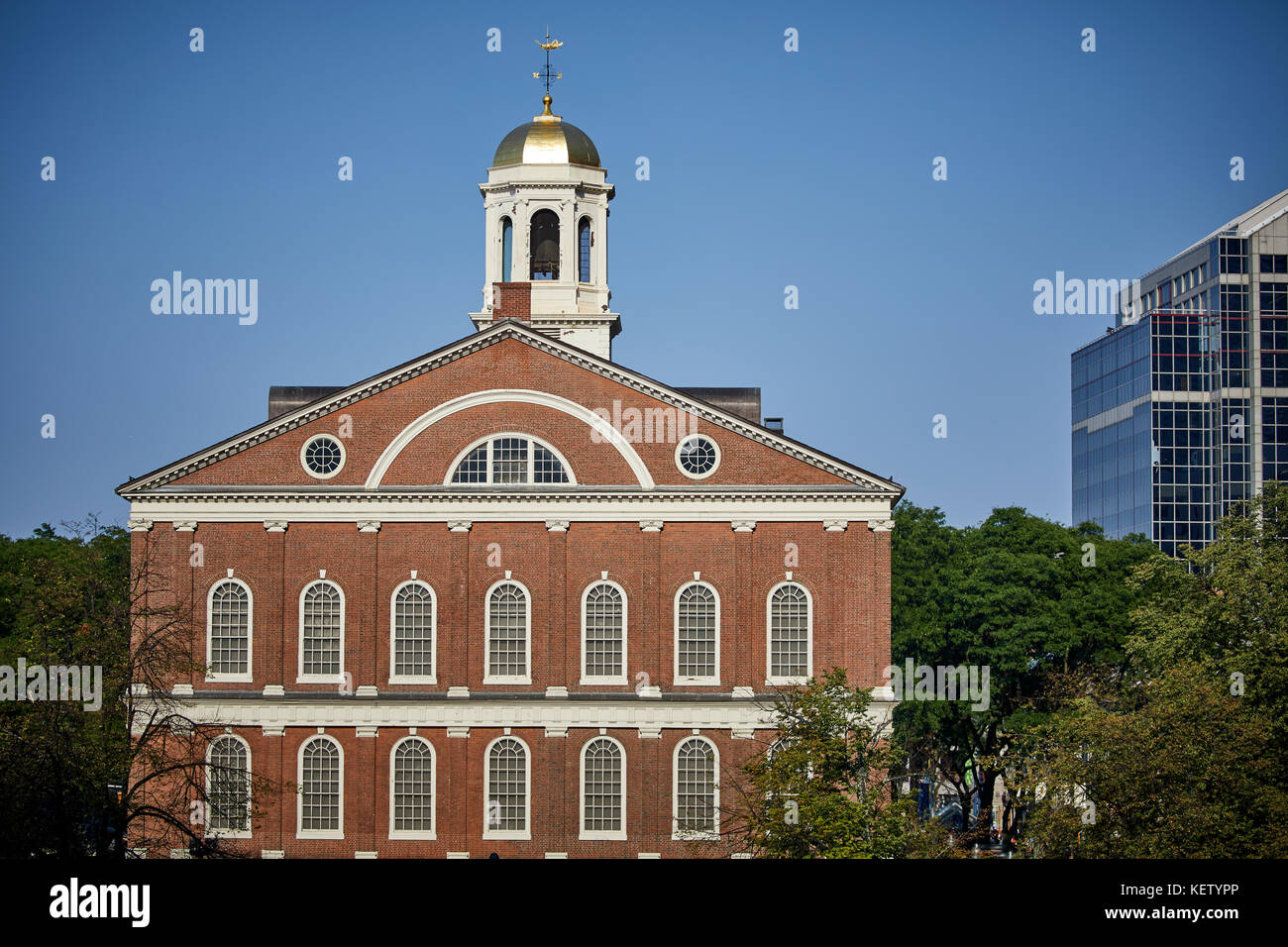Boston Massachusetts New England Nordamerika USA, Sehenswürdigkeiten Faneuil Hall Marktplatz Gebäude und Park des Freedom Trail Stockfoto