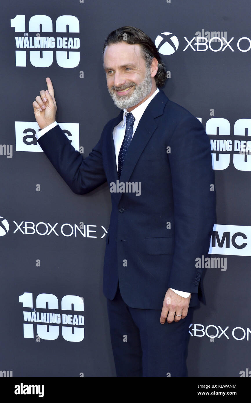 Andrew Lincoln nimmt am 22. Oktober 2017 in Los Angeles, Kalifornien, an der Premiere der 8. Staffel von AMC und der 100. Episode im Greek Theatre Teil. | Verwendung weltweit Stockfoto