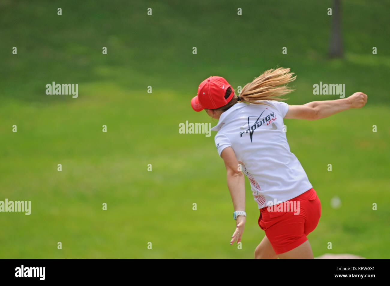 Paige Pierce ist eine US-amerikanische professionelle Scheibe Golfspieler von Plano, Texas. Sie ist vier Weltmeister und hat durchweg geordnet worden top player Stockfoto