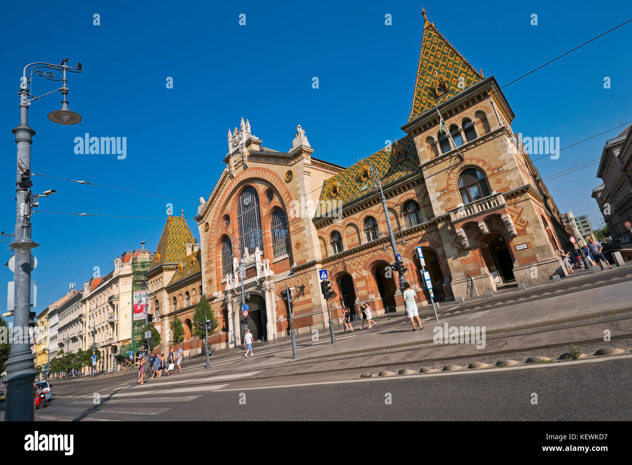 Horizontale Ansicht der Großen Markthalle in Budapest. Stockfoto