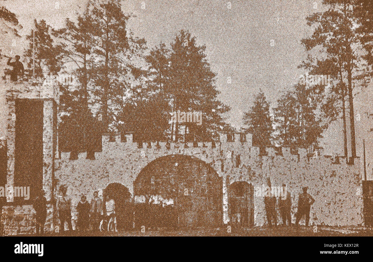 Historisches Bild der KOP-Einheit (Korpus Ochrony Pogranicza), die die militärische Präsenz und die Operationen polnischer Grenzschutzbeamter zeigt. Zeigt Soldaten in Uniform und ihre Rolle beim Grenzschutz in der Zwischenkriegszeit. Stockfoto