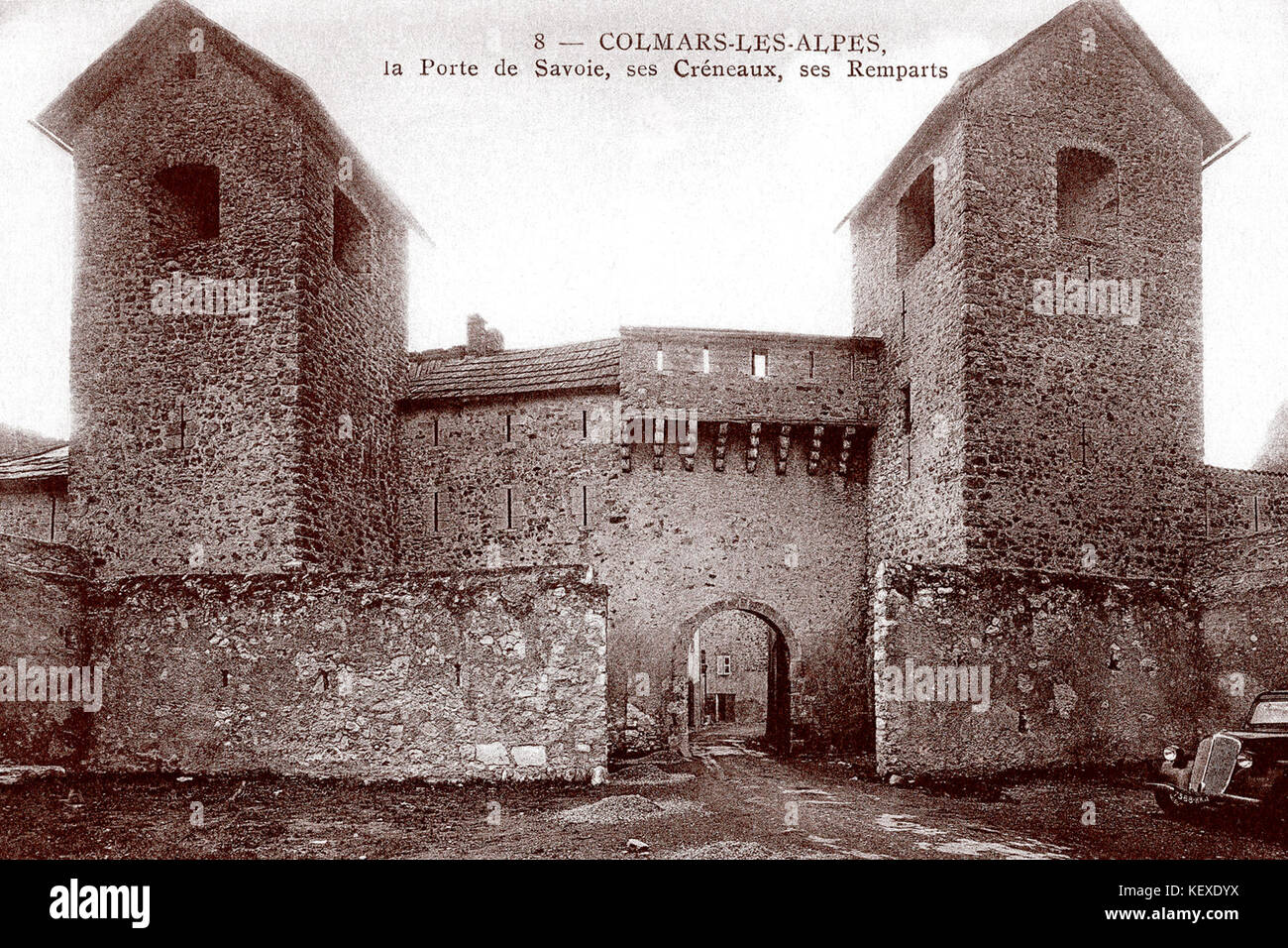 Colmars les Alpes Porte de Savoie et Remparts Stockfoto