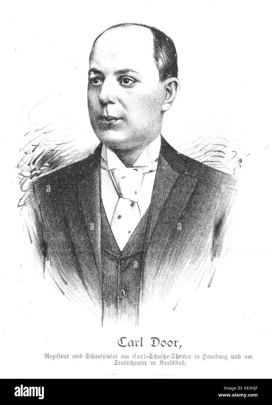 Ein Porträt von Carl Door, aufgenommen 1893. Dieses Foto bietet einen Einblick in das Leben und Aussehen eines historischen Individuums und spiegelt die Stile und Mode des späten 19. Jahrhunderts wider. Stockfoto