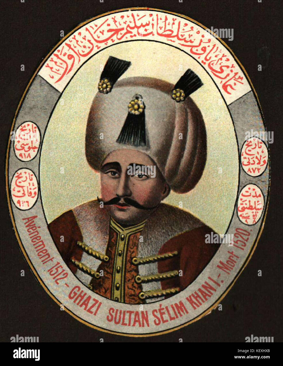 Ein Hinweis auf Selim I., den osmanischen Sultan, der möglicherweise mit dem Datum oder militärischen Ereignis im 516 K 1 2080 9 in Verbindung gebracht wird. Dies zeigt wahrscheinlich eine militärische oder administrative Bilanz während der Regierungszeit Selims I. im 16. Jahrhundert. Stockfoto