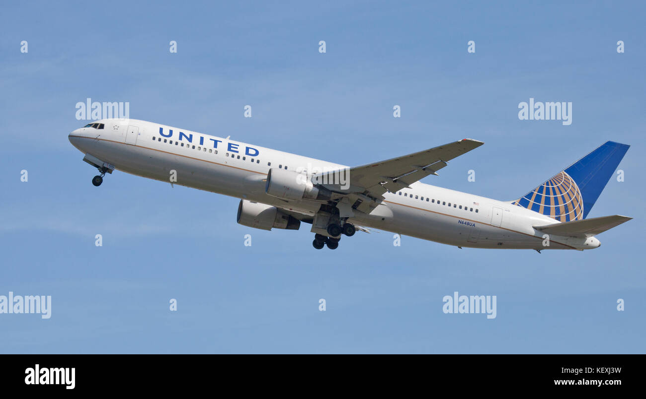 United Airlines Boeing 767 N648UA vom Flughafen London-Heathrow LHR Stockfoto