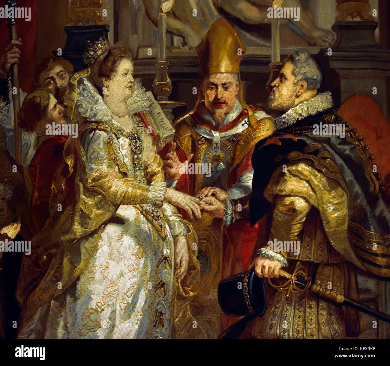 Die Hochzeit von Proxy von Marie de Medici zu König Heinrich IV. Die Marie de Medici Zyklus 1622-1624 von Peter Paul Rubens im Auftrag von Königin Marie de Medici, der Witwe von König Heinrich IV. von Frankreich, für die Luxemburg Palace in Paris, Stockfoto