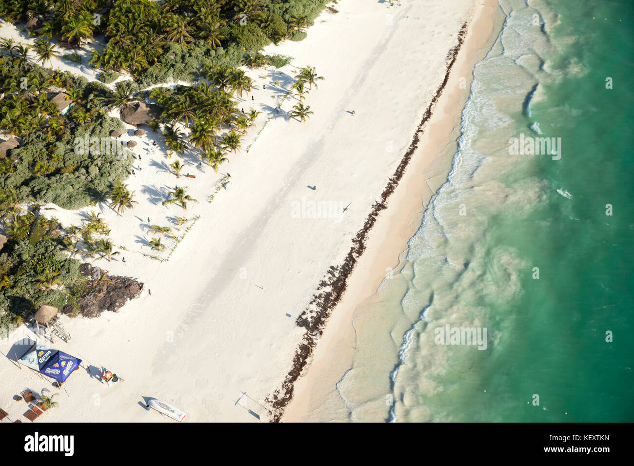 Luftaufnahme des Küstenstrandes Riviera Maya, Quintana Roo, Mexiko Stockfoto