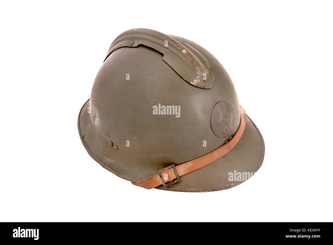 Frankreich im Zweiten Weltkrieg französische Kampf Helm. (M-26) (1926).  französischer Standard Schlacht Helm während des Zweiten Welt zwei (so  genannte Adrian Helm). Emblem auf Stockfotografie - Alamy
