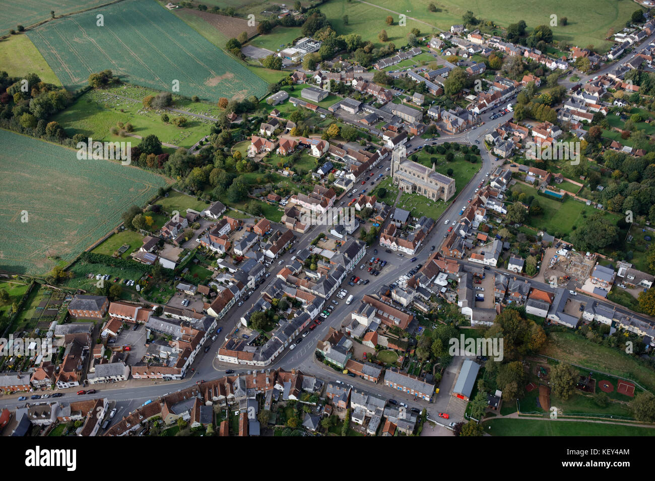 Ein Luftbild der Suffolk Dorf Clare Stockfoto