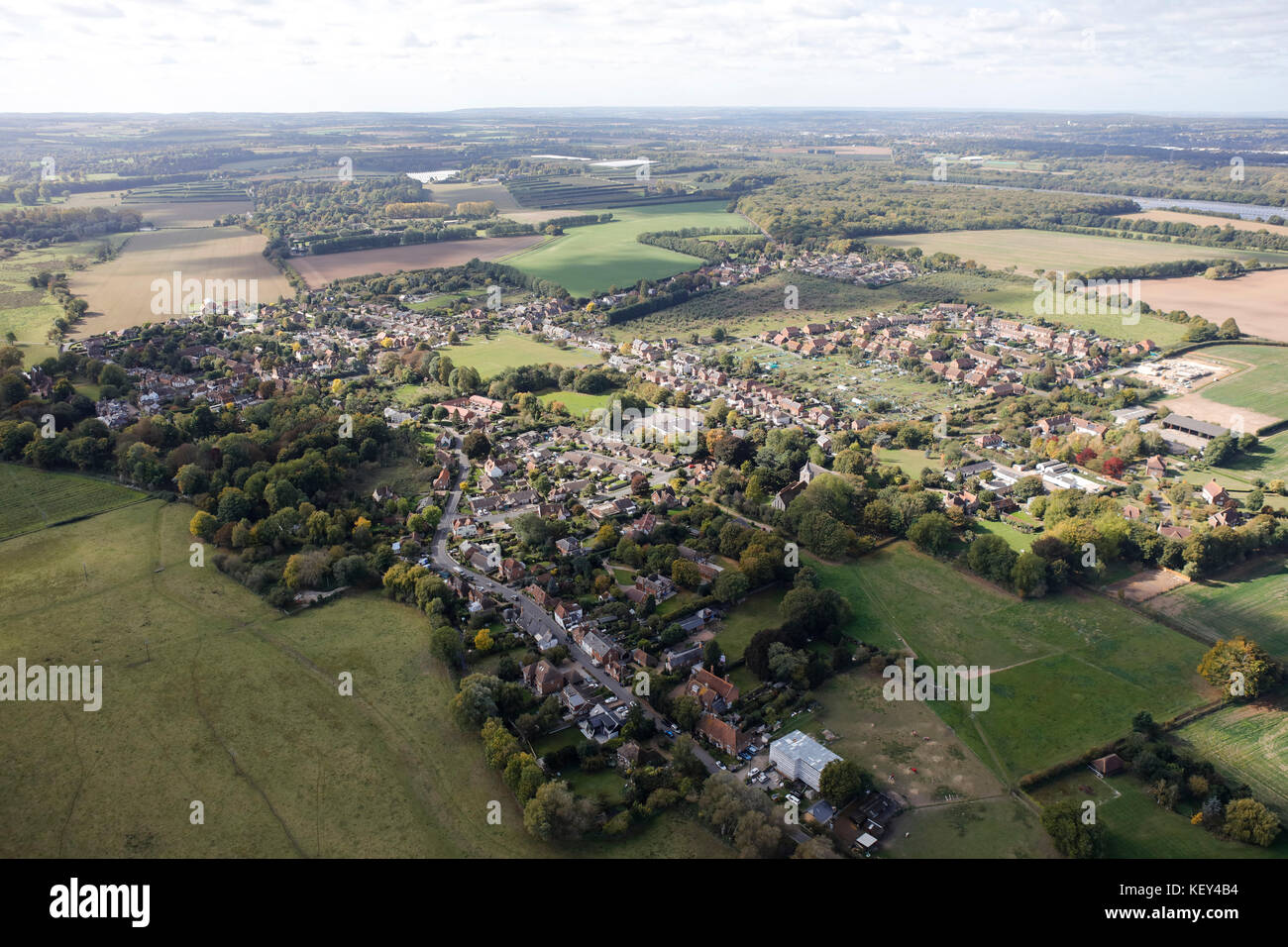 Ein Luftbild des Dorfes Littlebourne in Kent, South East England Stockfoto