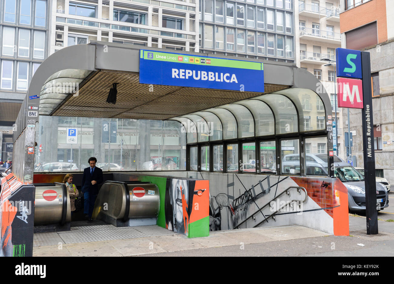 Die U-Bahnstation Repubblica in der Mian, Italien u-System Stockfoto