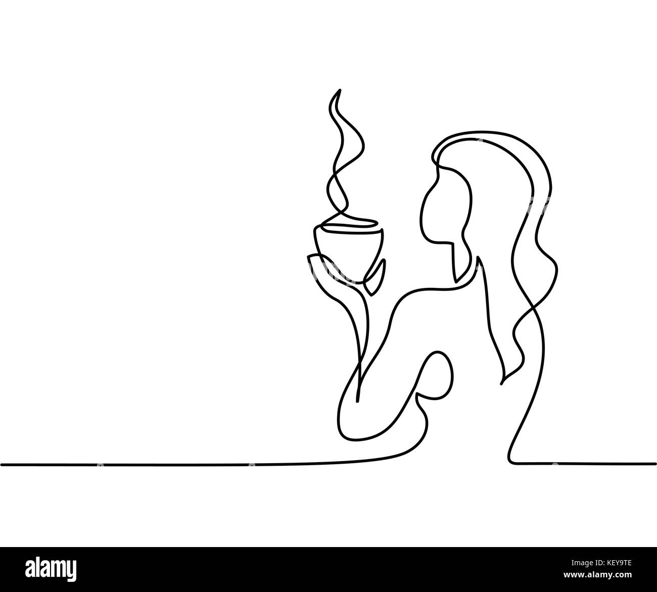 Frau mit Tasse Tee. Vector Illustration. Stock Vektor