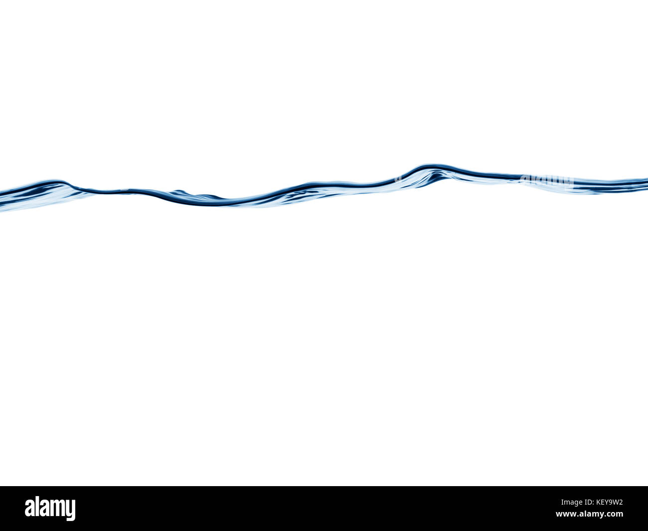 Blau fließende Wasser Welle isoliert auf weißem Stockfoto