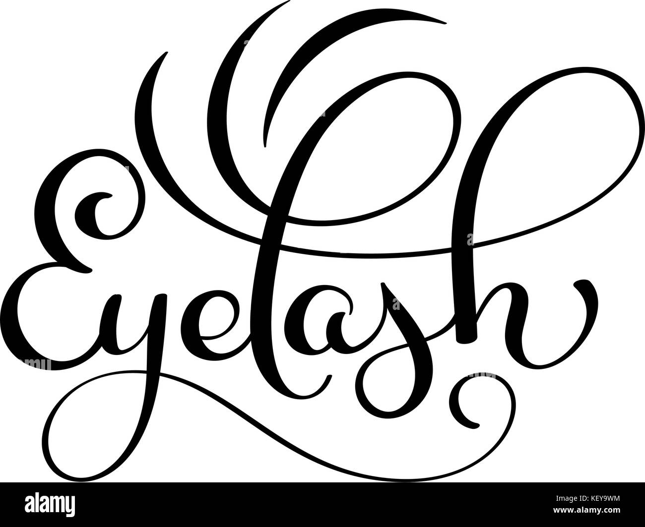 Handschriftliche Kalligraphie Schrift Wort eyelash. Vector Illustration auf weißem Hintergrund Stock Vektor