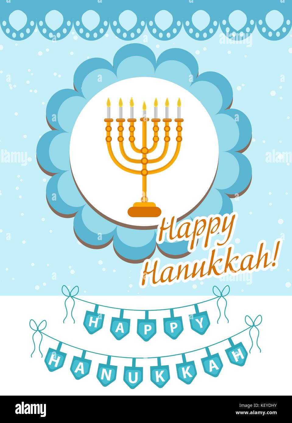 Happy Hanukkah Greeting Card, Flyer, Plakat. Vorlage für Ihre Einladung