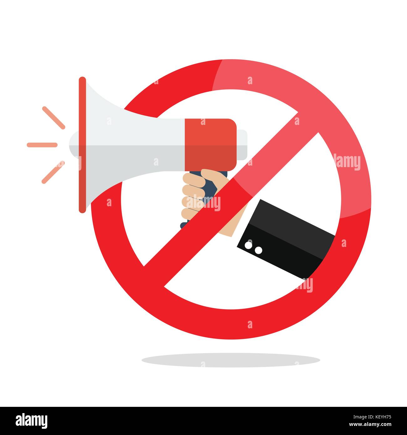 Kein Megafon oder keine Lautsprecher Verbotsschild. Vector Illustration Stock Vektor