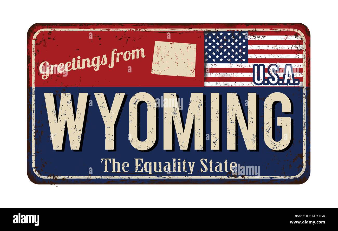 Grüße aus Wyoming vintage rostiges Metall Zeichen auf weißem Hintergrund, Vector Illustration Stock Vektor