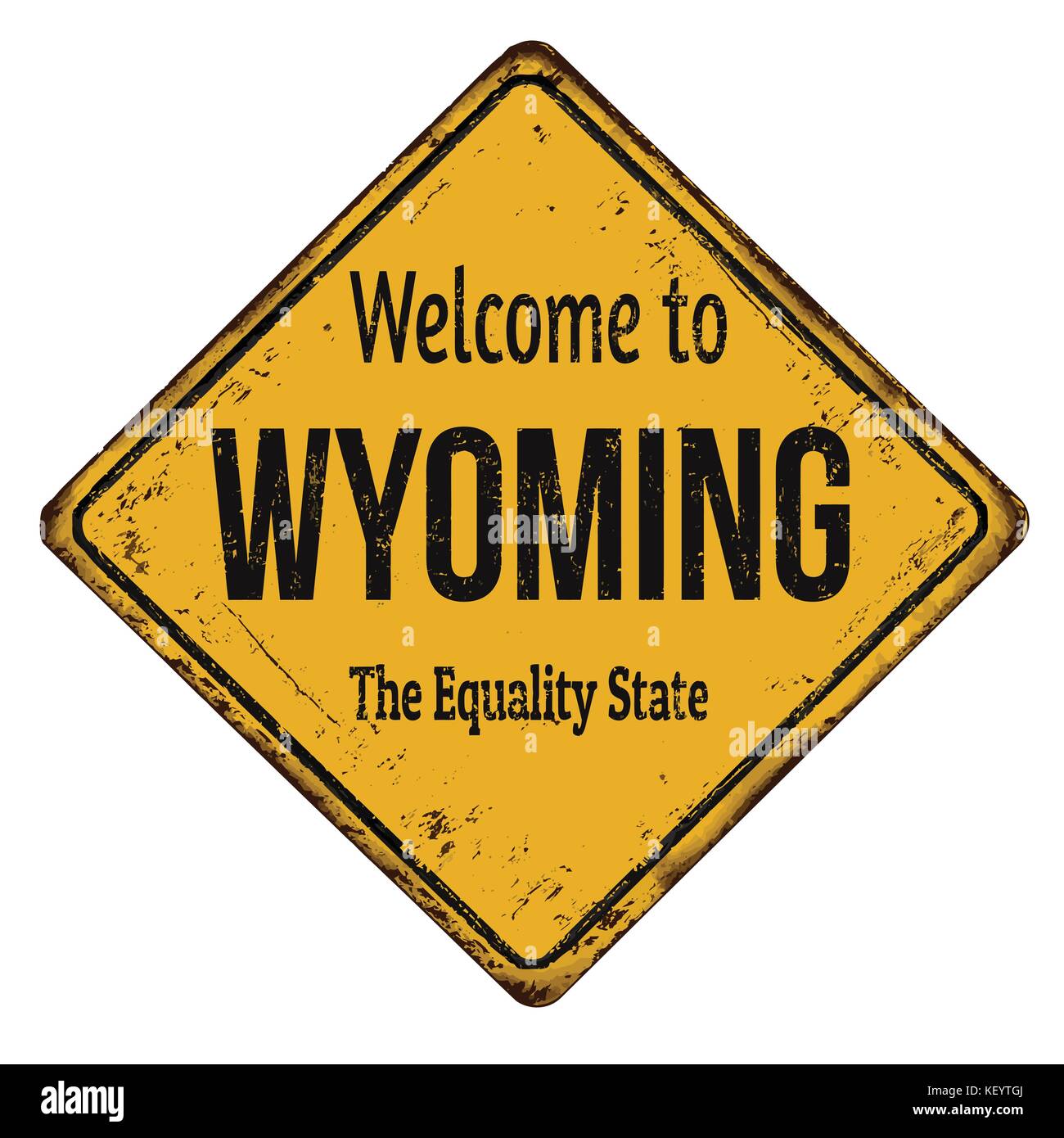 Willkommen in Wyoming vintage rostiges Metall Zeichen auf weißem Hintergrund, Vector Illustration Stock Vektor