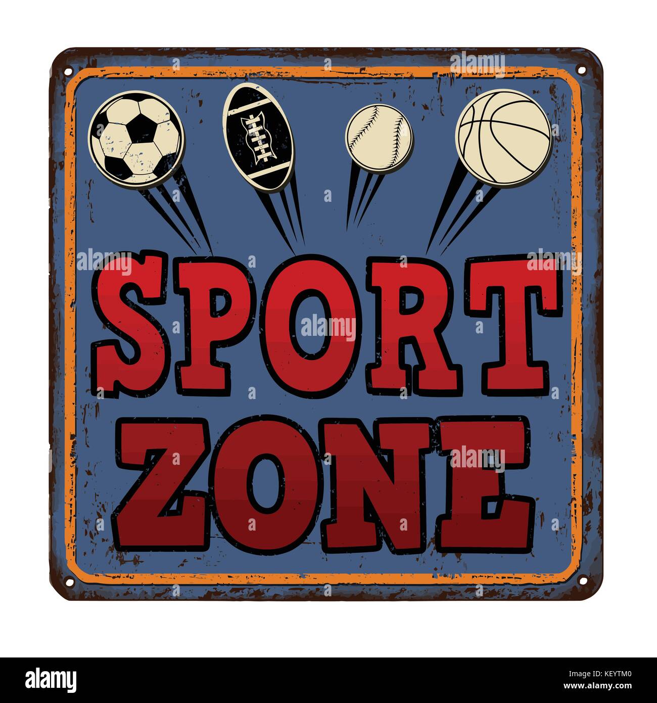 Sport Zone vintage rostiges Metall Zeichen auf weißem Hintergrund, Vector Illustration Stock Vektor