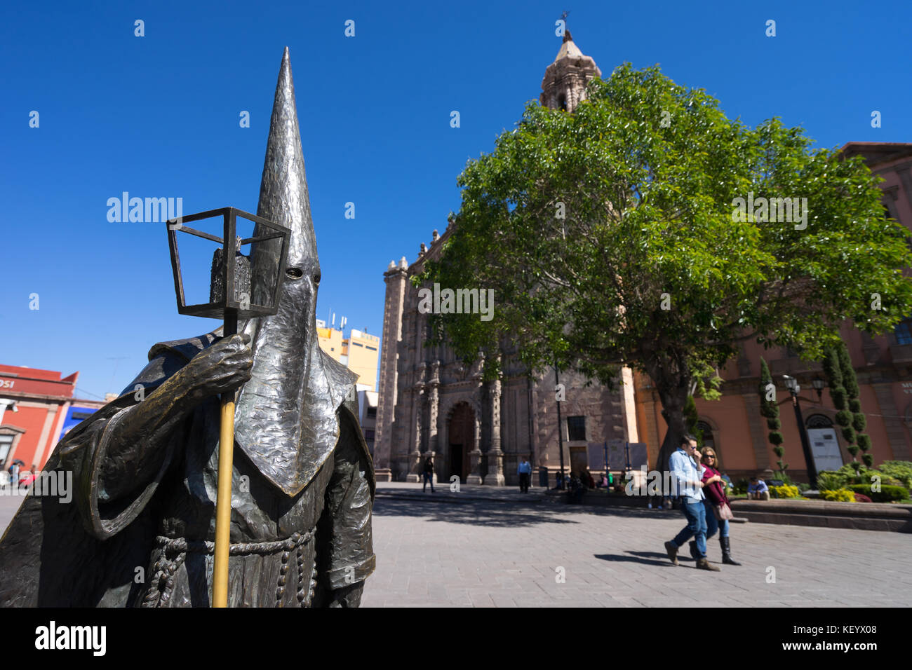 Januar 18, 2016 San Luis Potosi, Mexiko: procesion del Silencio Statue vor der Kathedrale von San Luis in der kolonialen Altstadt Stockfoto